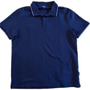 Ben Sherman Polo Shirt Men's L Navy Blue Tipped Collar Short Sleeve